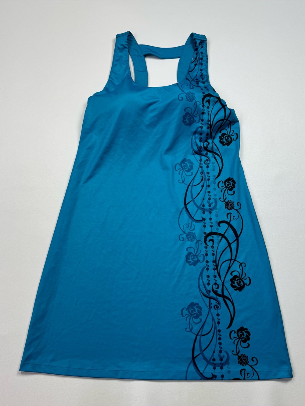 Athleta Turquoise Sundress With Florals Bra Size Large